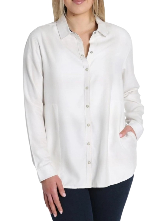 JACHS Girlfriend Tops - Jachs Girlfriend Cream Plaid Flannel Snap Button Front Shirt Size M